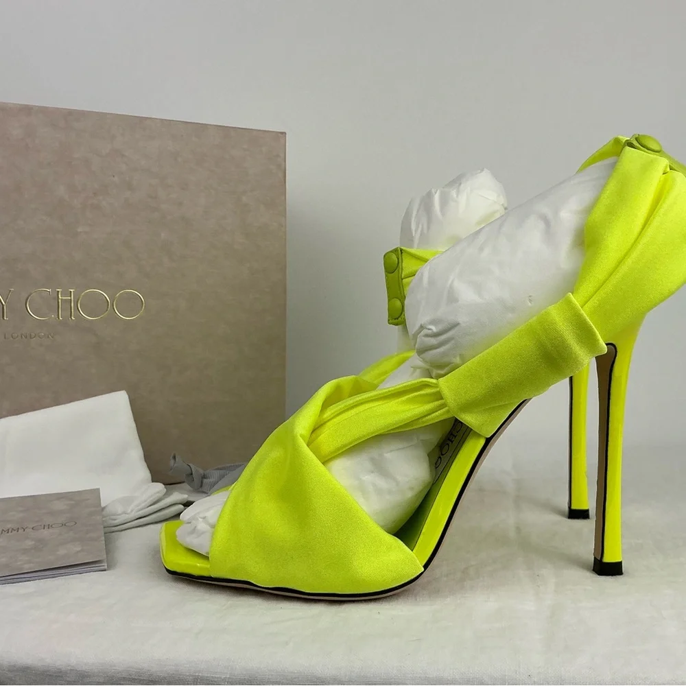 JIMMY CHOO NEOMA 110 NEON APPLE GREEN - 37 - Picture 9 of 14